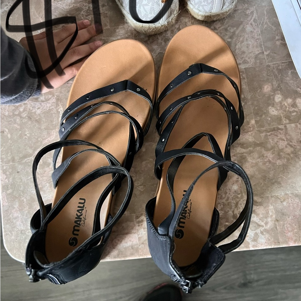 Black Strappy Sandals for Women